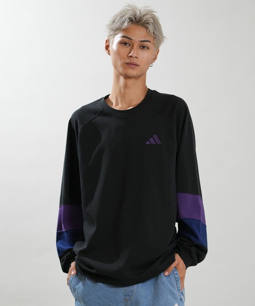 adidas（アディダス）の「adidas/アディダス 長袖 Tシャツ ロンT V7837（Tシャツ/カットソー・メンズ・ブラック×パープル/ホワイト×ネイビー・M/2XL/XL/L）」の7枚目の写真