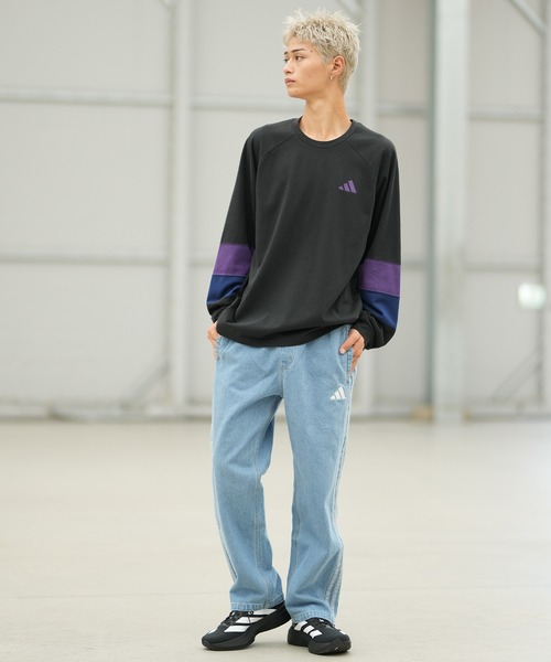 adidas（アディダス）の「adidas/アディダス 長袖 Tシャツ ロンT V7837（Tシャツ/カットソー・メンズ・ブラック×パープル/ホワイト×ネイビー・M/2XL/XL/L）」の9枚目の写真