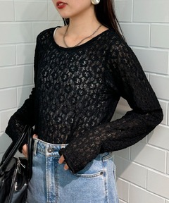 conte＞リンクルシャーリング レースTシャツ（Tシャツ/カットソー