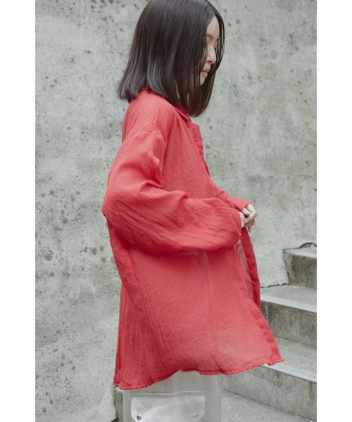 ANF.MUU（アンフムー）の「コットンブレンドシアーシャツ（シャツ/ブラウス・レディース・レッド/ブルー/ホワイト/ブラウン・FREE）」の19枚目の写真