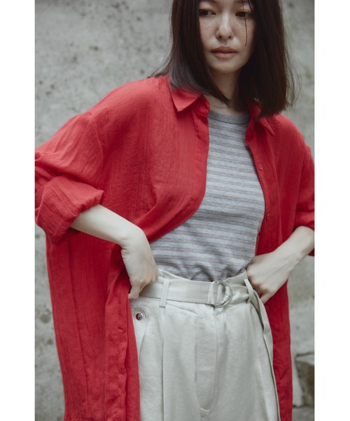 ANF.MUU（アンフムー）の「コットンブレンドシアーシャツ（シャツ/ブラウス・レディース・レッド/ブルー/ホワイト/ブラウン・FREE）」の18枚目の写真