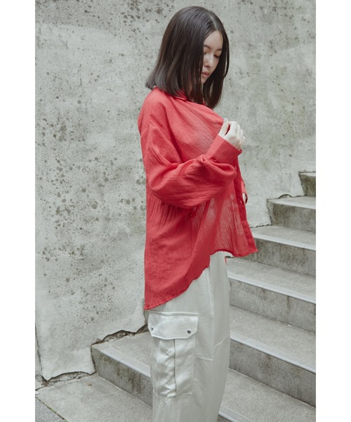 ANF.MUU（アンフムー）の「コットンブレンドシアーシャツ（シャツ/ブラウス・レディース・レッド/ブルー/ホワイト/ブラウン・FREE）」の17枚目の写真