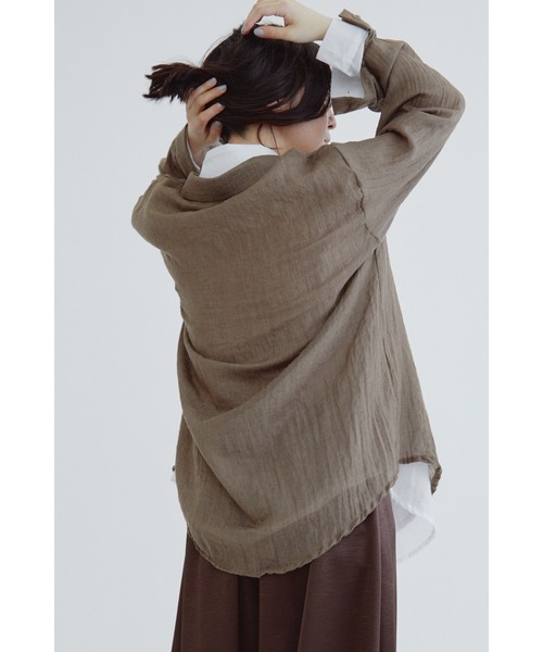 ANF.MUU（アンフムー）の「コットンブレンドシアーシャツ（シャツ/ブラウス・レディース・レッド/ブルー/ホワイト/ブラウン・FREE）」の12枚目の写真