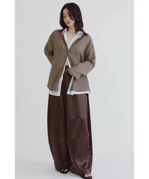 ANF.MUU（アンフムー）の「コットンブレンドシアーシャツ（シャツ/ブラウス・レディース・レッド/ブルー/ホワイト/ブラウン・FREE）」の11枚目の写真