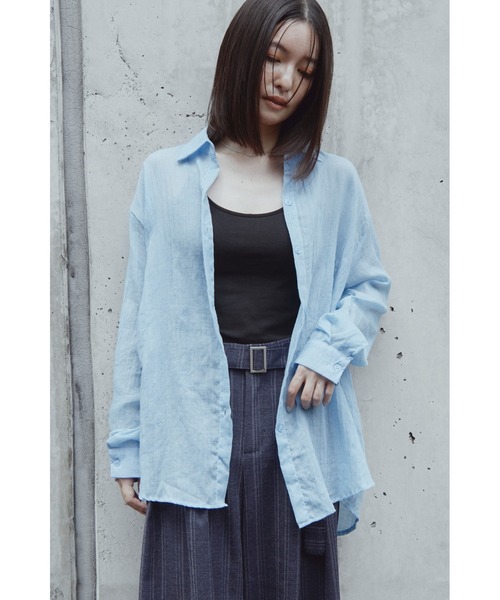 ANF.MUU（アンフムー）の「コットンブレンドシアーシャツ（シャツ/ブラウス・レディース・レッド/ブルー/ホワイト/ブラウン・FREE）」の9枚目の写真