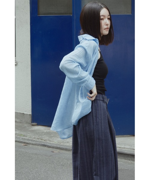 ANF.MUU（アンフムー）の「コットンブレンドシアーシャツ（シャツ/ブラウス・レディース・レッド/ブルー/ホワイト/ブラウン・FREE）」の8枚目の写真