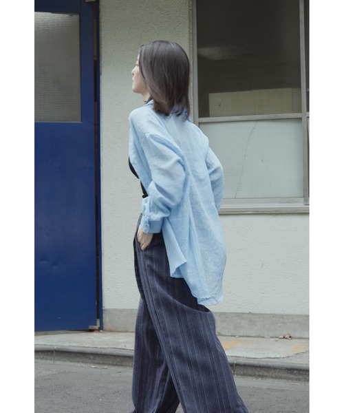 ANF.MUU（アンフムー）の「コットンブレンドシアーシャツ（シャツ/ブラウス・レディース・レッド/ブルー/ホワイト/ブラウン・FREE）」の7枚目の写真
