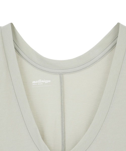 martinique(マルティニーク)の「ハイツイストVネックTシャツ(Tシャツ/カットソー・レディース・ミント/グレー/ホワイト・FREE)」の5枚目の写真