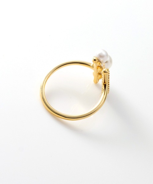 Cream dot.(クリームドット)の「【金属アレルギー対応】パール&ビジューバーの主役級オープンリング(リング・レディース・シルバー/ゴールド/ピンクゴールド・ONE SIZE)」の11枚目の写真