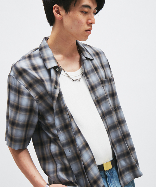 JOURNAL STANDARD(ジャーナルスタンダード)の「キュプラ オンブレ チェック レギュラー シャツ(シャツ/ブラウス・メンズ・グレー/ブラウン/ベージュ・LARGE/MEDIUM)」の1枚目の写真