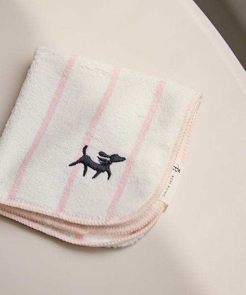 ワンポイント刺繍ストライプタオルハンカチ/ボックス入り（ハンカチ