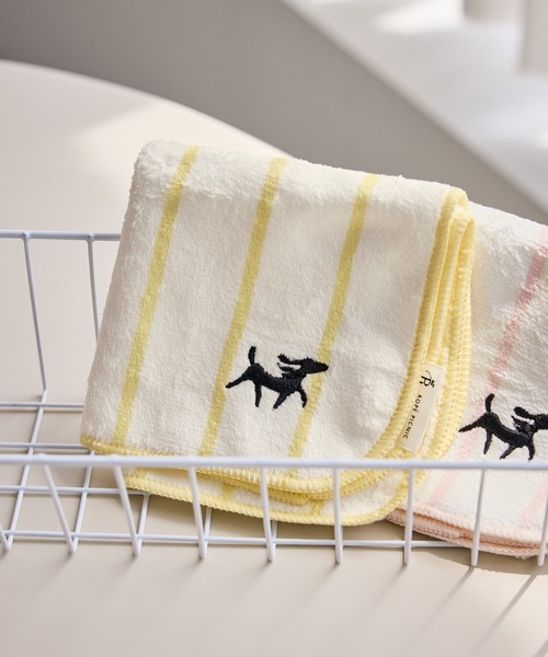 ワンポイント刺繍ストライプタオルハンカチ/ボックス入り（ハンカチ