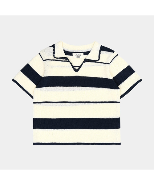PIGMENT(ピグメント)の「カラーストライプオープンニット (TDSW250461)(ニット/セーター・レディース・ネイビー/レンガ/ブルー・FREE)」の1枚目の写真