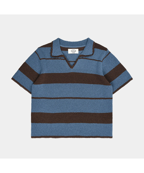 PIGMENT(ピグメント)の「カラーストライプオープンニット (TDSW250461)(ニット/セーター・レディース・ネイビー/レンガ/ブルー・FREE)」の2枚目の写真