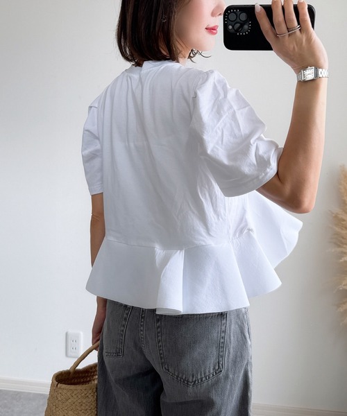 &. NOSTALGIA（アンドドットノスタルジア）の「【ZOZO限定】タックペプラムドッキングTシャツ（Tシャツ/カットソー・レディース・ホワイト/ブラック・M）」の21枚目の写真