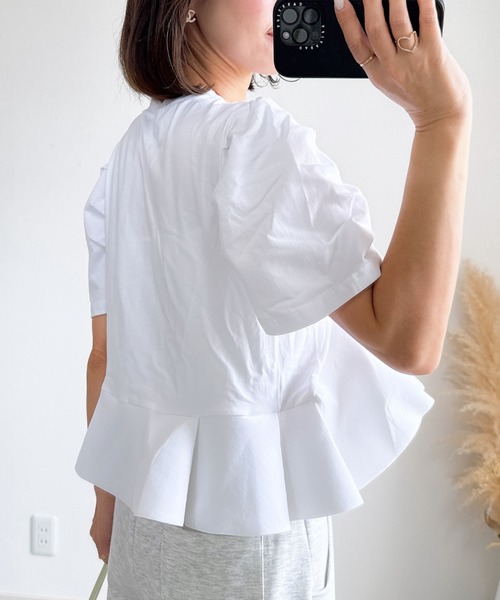 &. NOSTALGIA（アンドドットノスタルジア）の「【ZOZO限定】タックペプラムドッキングTシャツ（Tシャツ/カットソー・レディース・ホワイト/ブラック・M）」の19枚目の写真