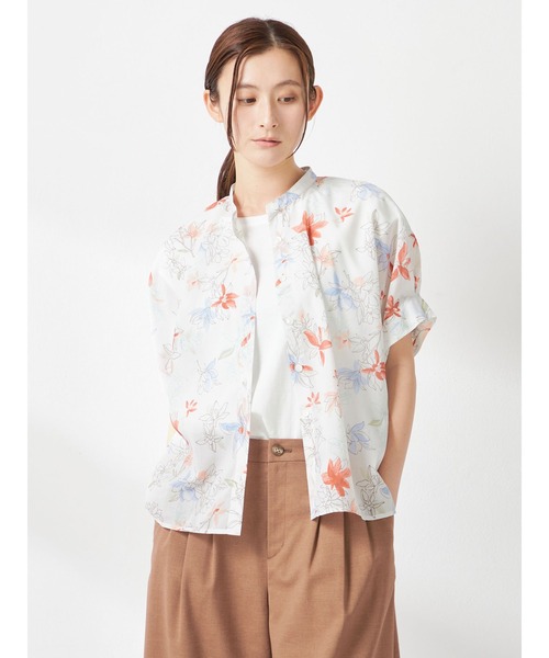 McGREGOR(マックレガー)の「花柄シアープリントシャツ(シャツ/ブラウス・レディース・ライトイエロー/ブラウン系その他2・M)」の3枚目の写真