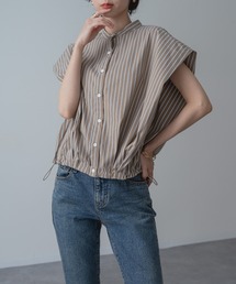 refinedworks | 【refinedworks】旬顔シルエット! バンドカラー 裾ドロスト 立体ブラウス(シャツ/ブラウス)