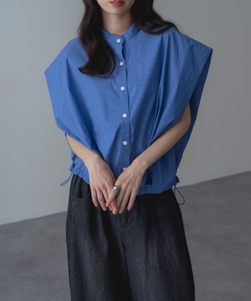 refinedworks(リファインドワークス)の「【refinedworks】旬顔シルエット! バンドカラー 裾ドロスト 立体ブラウス(シャツ/ブラウス・レディース・ブルー/ホワイト/ブラック/ブラウン・FREE)」の18枚目の写真