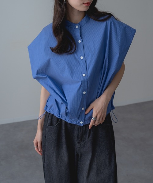 refinedworks(リファインドワークス)の「【refinedworks】旬顔シルエット! バンドカラー 裾ドロスト 立体ブラウス(シャツ/ブラウス・レディース・ブルー/ホワイト/ブラック/ブラウン・FREE)」の19枚目の写真