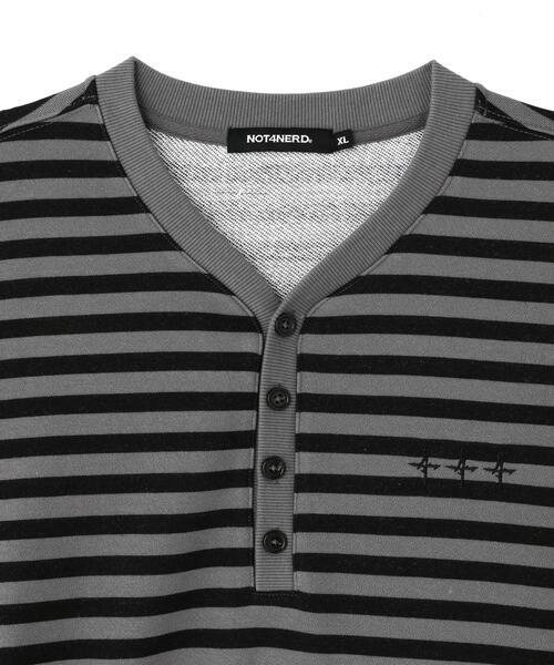 NOT4NERD(ノットフォーナード)の「NOT4NERD/ノットフォーナード/Broken Wings Henley Neck Long Sleeve(Tシャツ/カットソー・メンズ・レッド/ブラック・M/XL/L)」の4枚目の写真