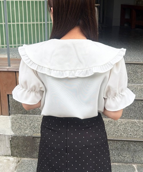 frunco（フランコ）の「【ZOZOTOWN限定】襟付きフリルリボン半袖ブラウス（シャツ/ブラウス・レディース・アイボリー/ホワイト・FREE）」の9枚目の写真