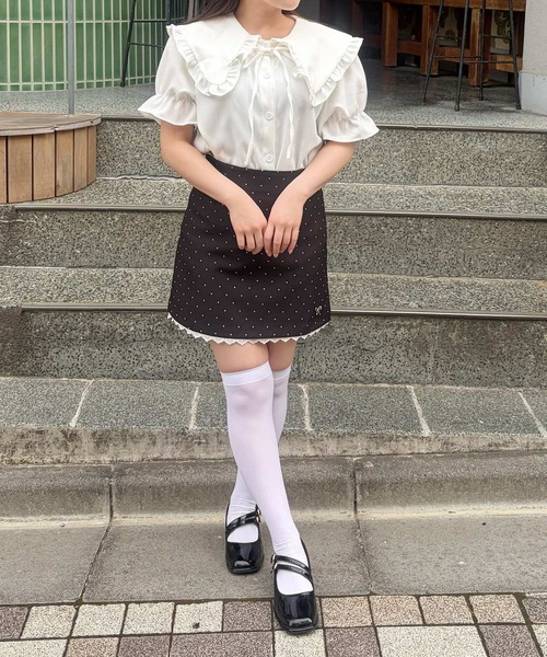 frunco（フランコ）の「【ZOZOTOWN限定】襟付きフリルリボン半袖ブラウス（シャツ/ブラウス・レディース・アイボリー/ホワイト・FREE）」の10枚目の写真