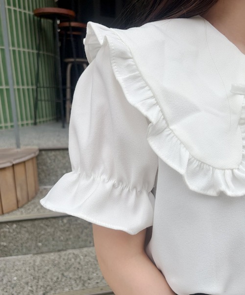 frunco（フランコ）の「【ZOZOTOWN限定】襟付きフリルリボン半袖ブラウス（シャツ/ブラウス・レディース・アイボリー/ホワイト・FREE）」の14枚目の写真
