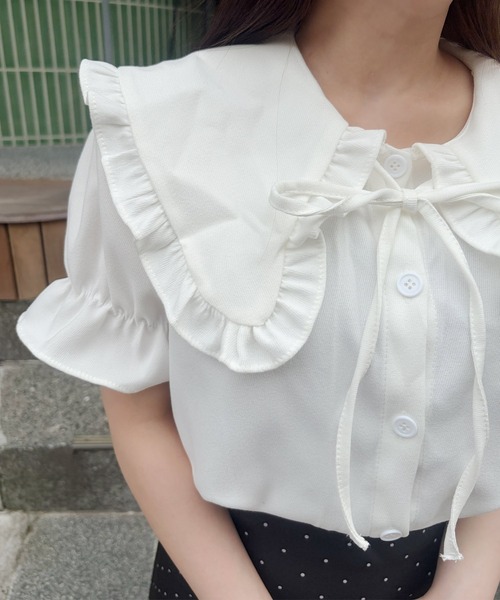 frunco（フランコ）の「【ZOZOTOWN限定】襟付きフリルリボン半袖ブラウス（シャツ/ブラウス・レディース・アイボリー/ホワイト・FREE）」の15枚目の写真