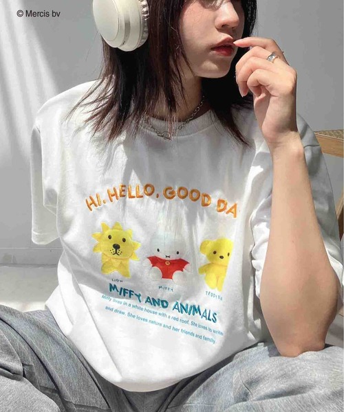 AS KNOW AS plus（アズノゥアズプラス）の「〇 miffy アソート半袖Ｔシャツ 【miffy（ミッフィー）】（Tシャツ/カットソー・レディース・ピンク/オフホワイト/チャコールグレー/オートミール・FREE）」の2枚目の写真