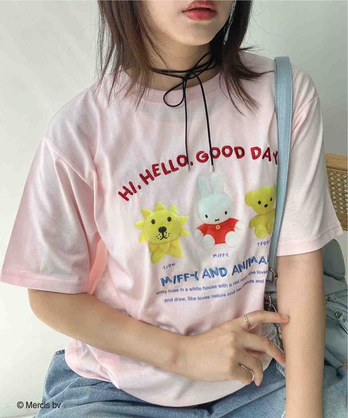 AS KNOW AS plus（アズノゥアズプラス）の「〇 miffy アソート半袖Ｔシャツ 【miffy（ミッフィー）】（Tシャツ/カットソー・レディース・ピンク/オフホワイト/チャコールグレー/オートミール・FREE）」の4枚目の写真