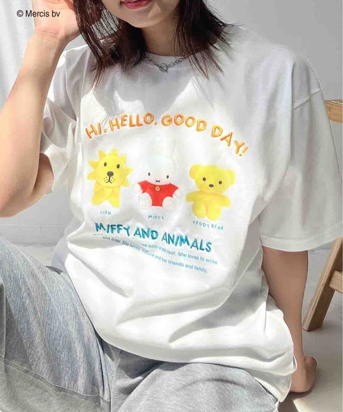 AS KNOW AS plus（アズノゥアズプラス）の「〇 miffy アソート半袖Ｔシャツ 【miffy（ミッフィー）】（Tシャツ/カットソー・レディース・ピンク/オフホワイト/チャコールグレー/オートミール・FREE）」の5枚目の写真
