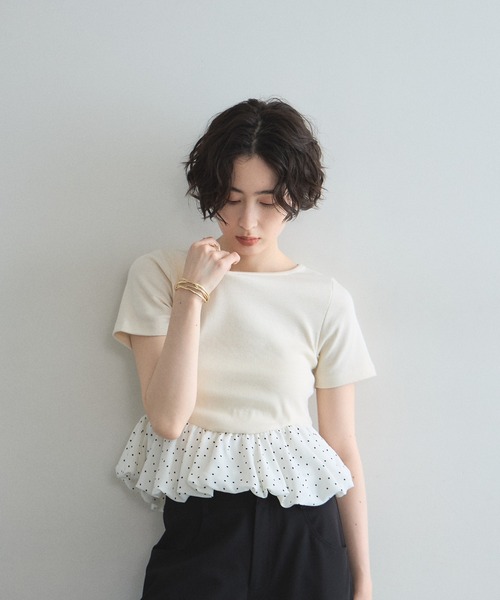 &. NOSTALGIA(アンドドットノスタルジア)の「ドットドッキングバルーン半袖プルオーバー(Tシャツ/カットソー・レディース・ブラック/キナリ・FREE)」の8枚目の写真