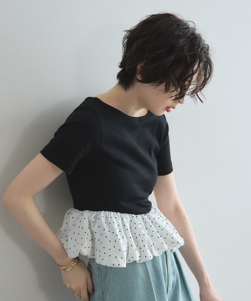 &. NOSTALGIA(アンドドットノスタルジア)の「ドットドッキングバルーン半袖プルオーバー(Tシャツ/カットソー・レディース・ブラック/キナリ・FREE)」の15枚目の写真