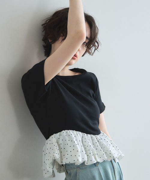 &. NOSTALGIA(アンドドットノスタルジア)の「ドットドッキングバルーン半袖プルオーバー(Tシャツ/カットソー・レディース・ブラック/キナリ・FREE)」の16枚目の写真
