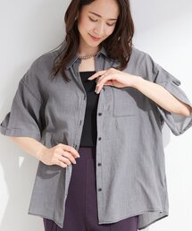 SHOO・LA・RUE（シューラルー）の「【S-LL/洗濯機可/綿100%】やわらかシアーデニム 5分袖ポケットシャツ（シャツ/ブラウス）」