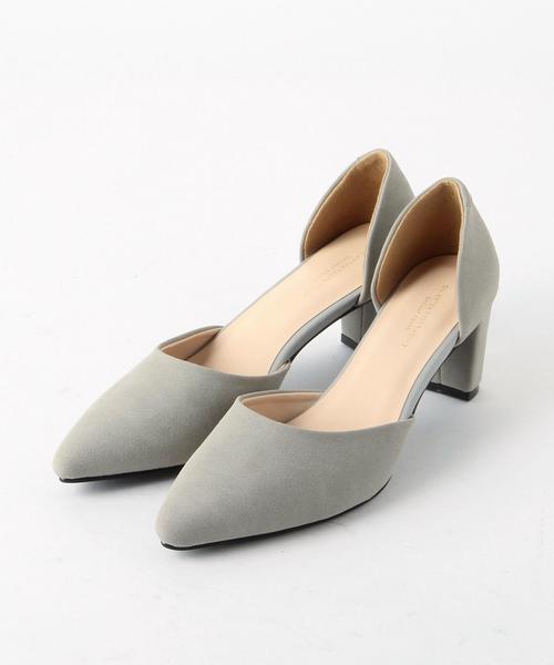 green label relaxing（グリーンレーベルリラクシング）の「CR サイドオープンチャンキーヒールパンプス◆（パンプス・レディース・ブラック/ベージュ/ライトグレー・S(22.5)/L(24.5)/M(23.5)）」の2枚目の写真