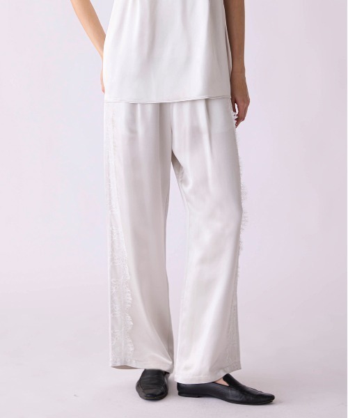 Marilyn Moon(マリリンムーン)の「eyelash lace satin drawstring pants(その他パンツ・レディース・オフホワイト/スミクロ・FREE)」の6枚目の写真