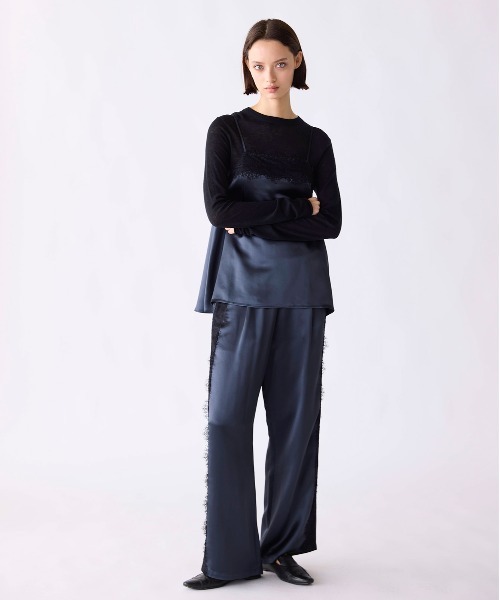 Marilyn Moon(マリリンムーン)の「eyelash lace satin drawstring pants(その他パンツ・レディース・オフホワイト/スミクロ・FREE)」の5枚目の写真