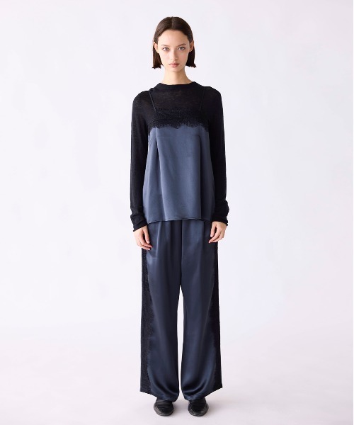 Marilyn Moon(マリリンムーン)の「eyelash lace satin drawstring pants(その他パンツ・レディース・オフホワイト/スミクロ・FREE)」の10枚目の写真