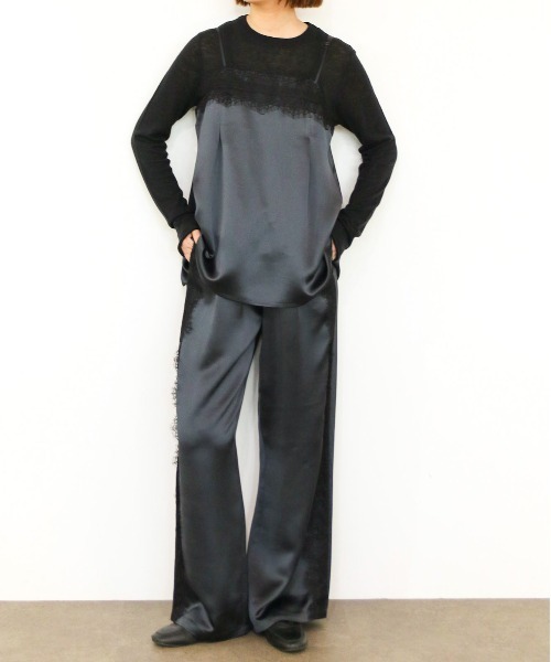 Marilyn Moon(マリリンムーン)の「eyelash lace satin drawstring pants(その他パンツ・レディース・オフホワイト/スミクロ・FREE)」の14枚目の写真