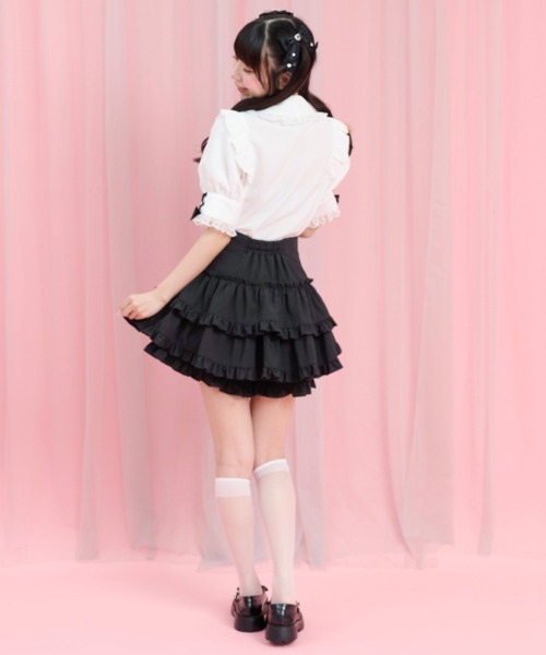 Secret Honey(シークレットハニー)の「サイドレースアップティアードスカパン(スカート・レディース・ブラック/ブラック系その他・MEDIUM)」の9枚目の写真