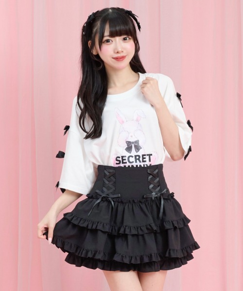 Secret Honey(シークレットハニー)の「サイドレースアップティアードスカパン(スカート・レディース・ブラック/ブラック系その他・MEDIUM)」の10枚目の写真