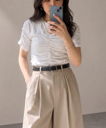 コンパクトシャーリングトップス / クシュクシュTee/シャーリング/半袖T