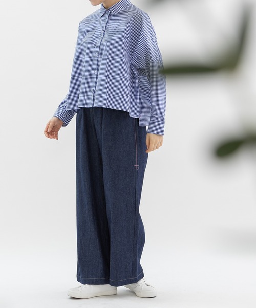 nop de nod(ノップドゥノッド)の「チノクロス・デニムワイドパンツ(その他パンツ・レディース・ドット/インディゴブルー/ベージュ・3)」の11枚目の写真