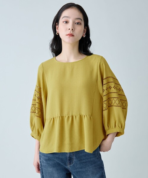 ANY(エニィ)の「刺繍スリーブブラウス(シャツ/ブラウス・レディース・ダークブラウン系/オレンジ系/イエロー系/ブラック系・X-LARGE)」の3枚目の写真