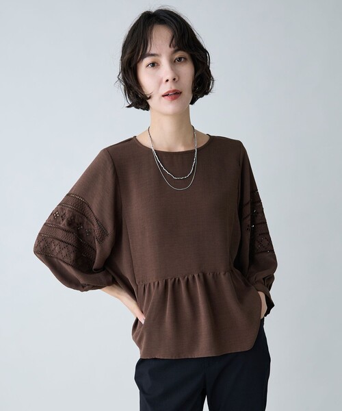 ANY(エニィ)の「刺繍スリーブブラウス(シャツ/ブラウス・レディース・ダークブラウン系/オレンジ系/イエロー系/ブラック系・X-LARGE)」の7枚目の写真