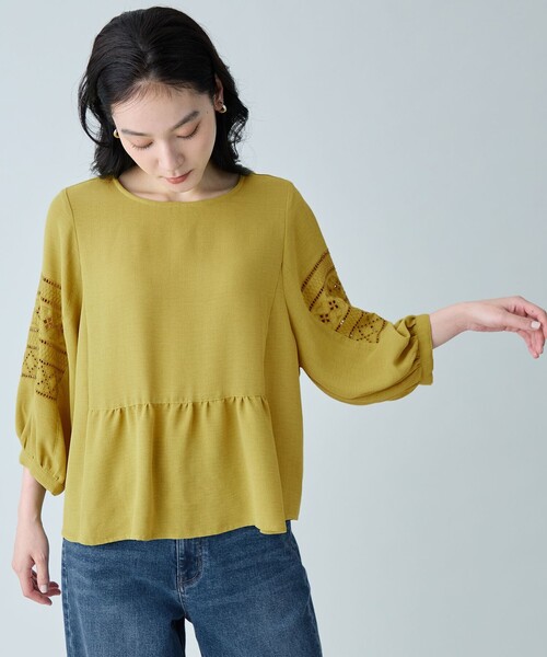 ANY(エニィ)の「刺繍スリーブブラウス(シャツ/ブラウス・レディース・ダークブラウン系/オレンジ系/イエロー系/ブラック系・X-LARGE)」の15枚目の写真