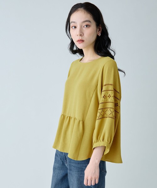 ANY(エニィ)の「刺繍スリーブブラウス(シャツ/ブラウス・レディース・ダークブラウン系/オレンジ系/イエロー系/ブラック系・X-LARGE)」の18枚目の写真