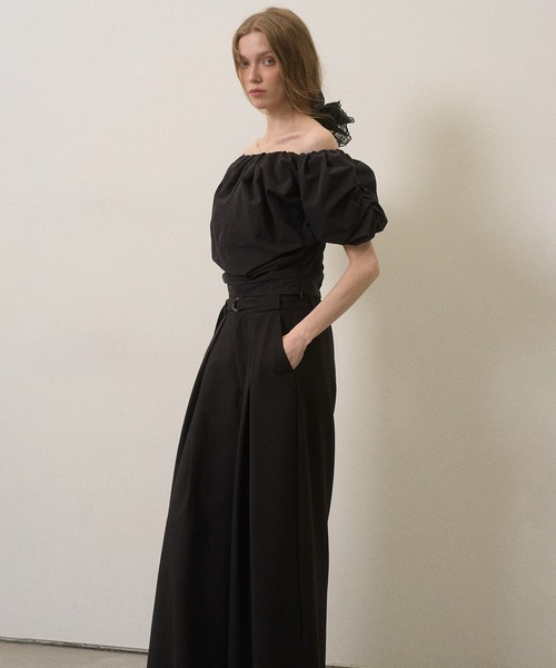 MIELI INVARIANT（ミエリインヴァリアント）の「Wide Tuck Belt Flare Slacks（スラックス・レディース・ホワイト/ブラック/レモンイエロー・SMALL/MEDIUM）」の12枚目の写真
